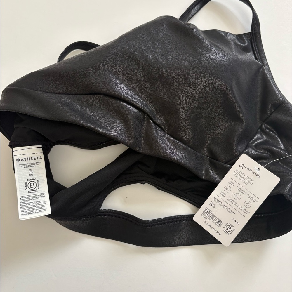 Athleta Vital Foil Matte Bra Black New with Tag Size XL D-DD+ cup - Picture 3 of 6